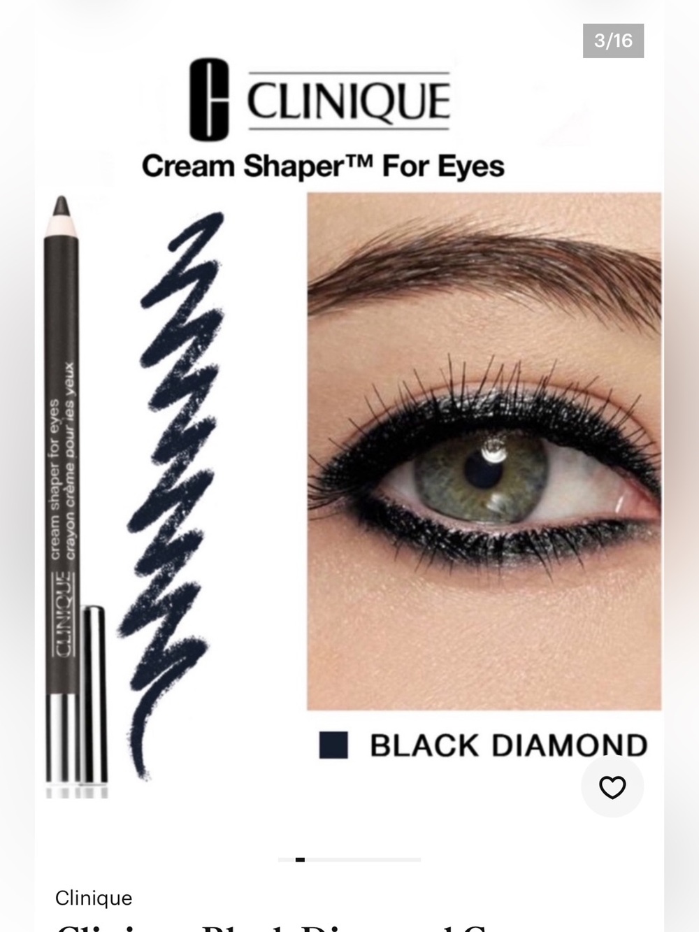 New! Clinique Shaper for Eyes Pencil — Black Diamond